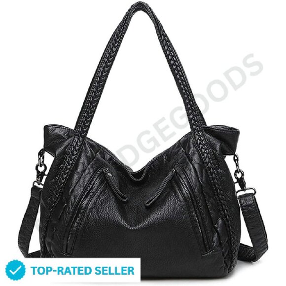 Soft Leather Shoulder Tote Hobo Bag Large Capacity Slouchy Chic Minimal - Picture 2 of 4